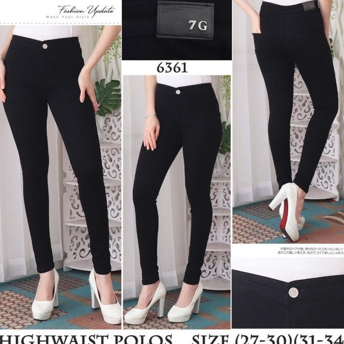 Celana High Waist Wanita / Celana Jeans HighWaist size 31-34 / hitam