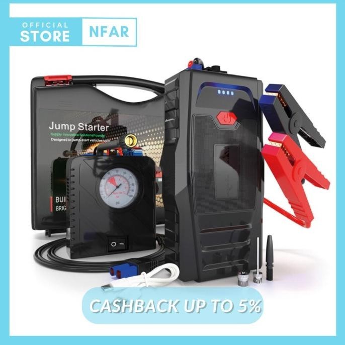 Jumper Aki Mobil Power Bank Booster Aki Pompa Ban Jump Start Portable