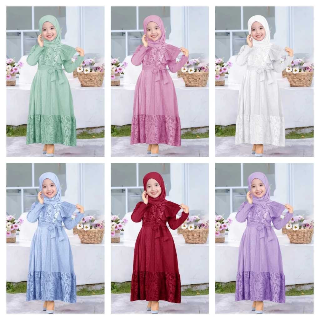 Promo Mega Sale 5.5 // Gamis olivia kids 3-11 tahun maxi gamis brokat anak perempuan gaun pesta anak