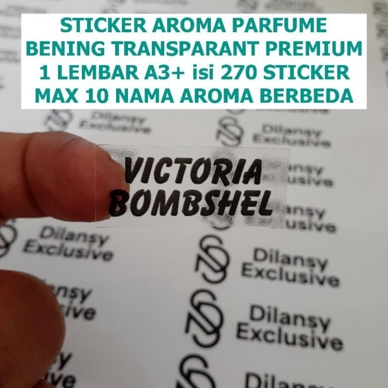 

Galuhferdian552 Sticker Parfum/Uvi Laminasi Glossy/Sticker Vynil Transparan/Cetak Sticker Botol Parfum A3+/1 Lembar Isi 280 Nama Parfum/Sticker Pekat/ Murah