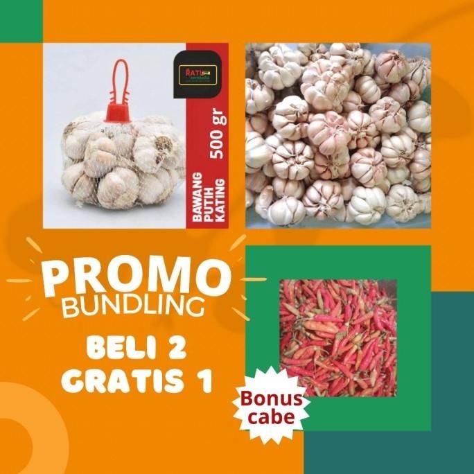 

TERMURAH Bawang Putih Kating 500Gr + Bawang Putih Sinco 500Gr Bonus Cabe 150Gr BAGUS