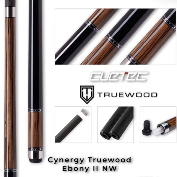 STICK BILLIARD CUETEC TRUEWOOD EBONY 2 NON WRAP BRAND NEW - 11.8MM