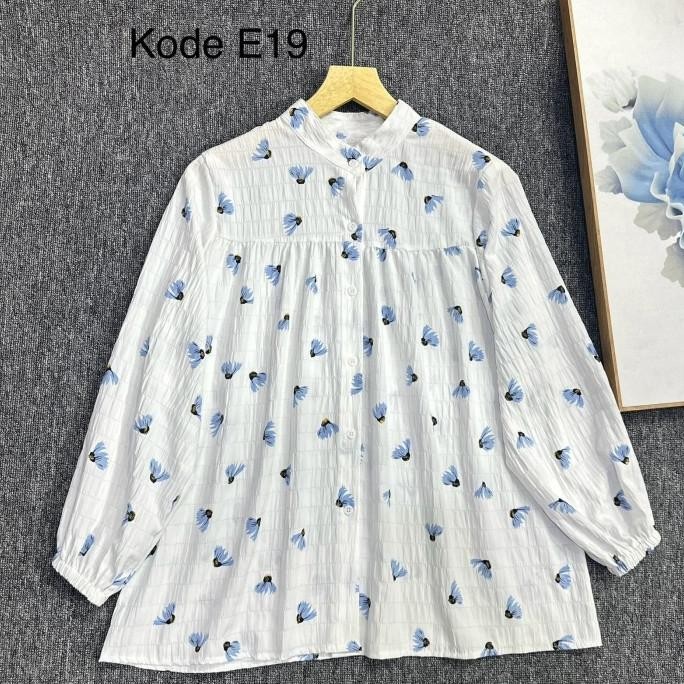Blouse Crinkle Motif Bunga | JISOO  Blouse Crinkle
