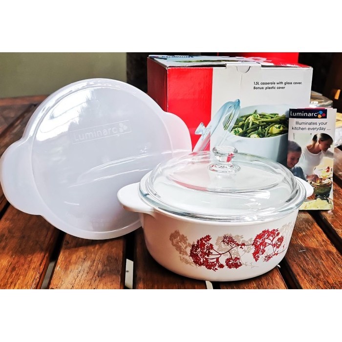 Luminarc Vitro Secret 1,5 Liter Panci Kaca Tahan Panas/White Casserole