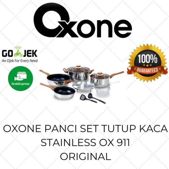 Oxone Cookware Set Ox 911 Panci Dapur Set Stainless Tutup Kaca Murah