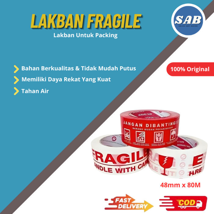 

LAKBAN FRAGILE PUTIH MERAH JANGAN DI BANTING 48mmX80M