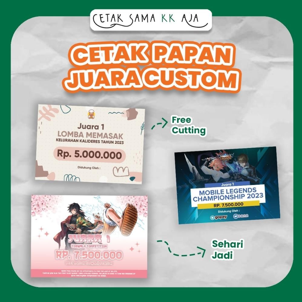 

[Free Desain] Cetak Papan Juara Custom Kompetisi Lomba Juara Papan Simbolis Juara