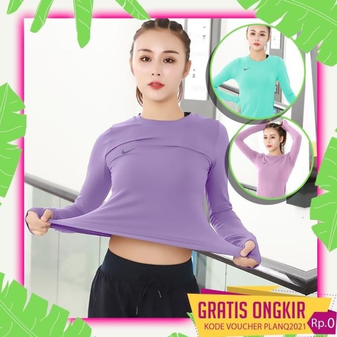 Atasan Olahraga Wanita Hijab Lengan Panjang Baju Sport Senam Zumba