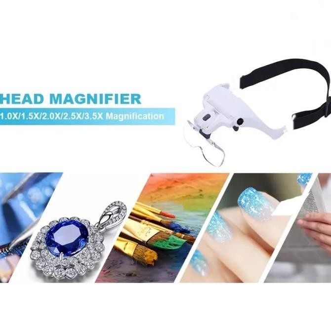 

Head Magnifying Glass Kaca Pembesar 3.5x 2 LED Kacamata Servis BS