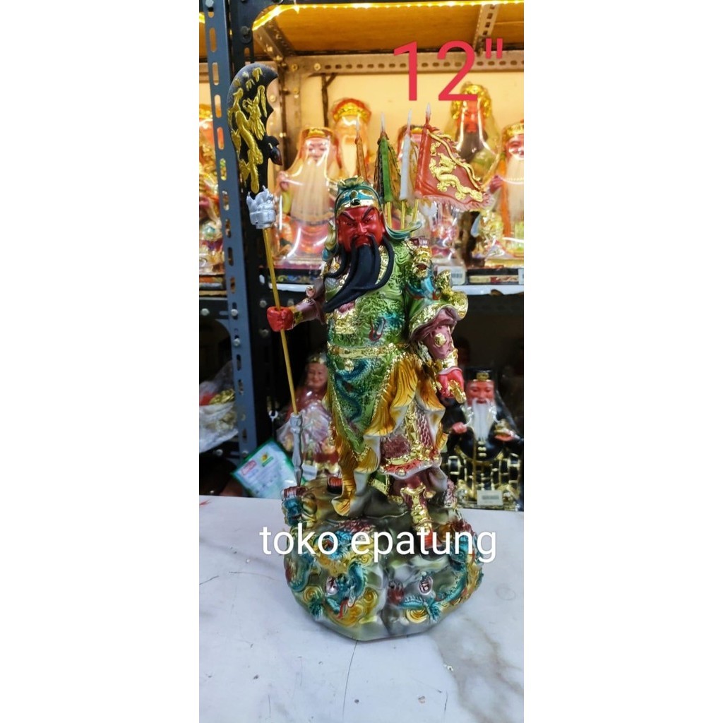 PATUNG DEWA KWAN KUNG / KWAN KONG -12 INCH FIBER - 5 BENDERA (L2)