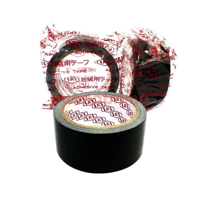 LAKBAN KAIN SKS 2 INCH HITAM LINEN TAPE TIPIS