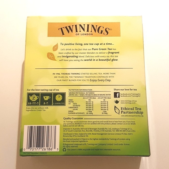 

Twinings Pure Green Tea 100 Tea Bags