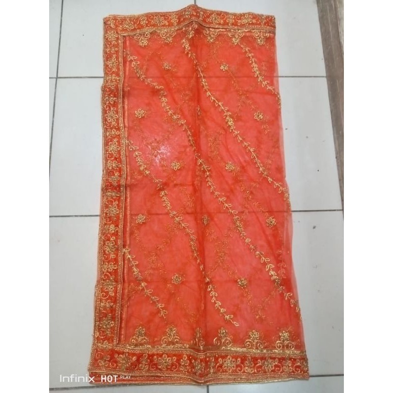 # TjM253 Selendang Sarangan Dupatta Dupata Syal Kerudung Hijab Pesta Adat India Bugis Makassar Padan
