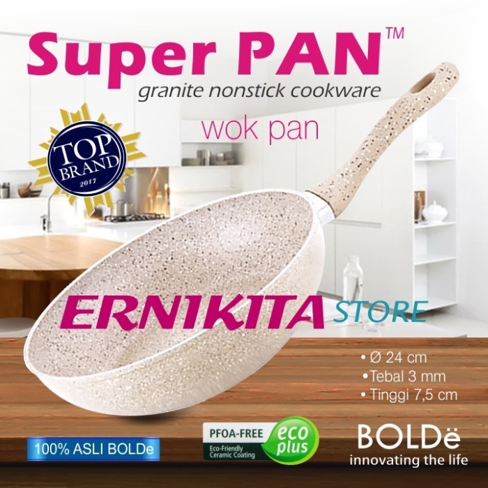 Pan Bolde Wok Pan 24 Cm Granite Coating Free Bubble