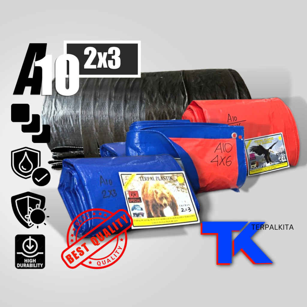 Terpal Plastik A10 Korea Tebal 2x3 Ukuran Jadi Hitam Biru Orange Tahan Air dan Awet