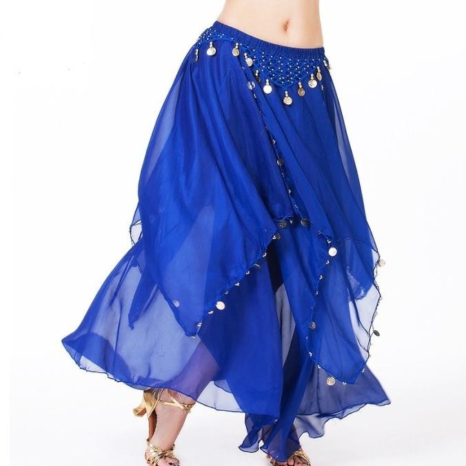 Rok Belly Dance Skirt Tari Perut Tamborin Coin Sifon Indian