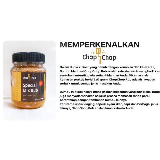 

Chopchop Special Mix Rub Curry Bumbu Marinasi Rendah Kalori 110gram KS