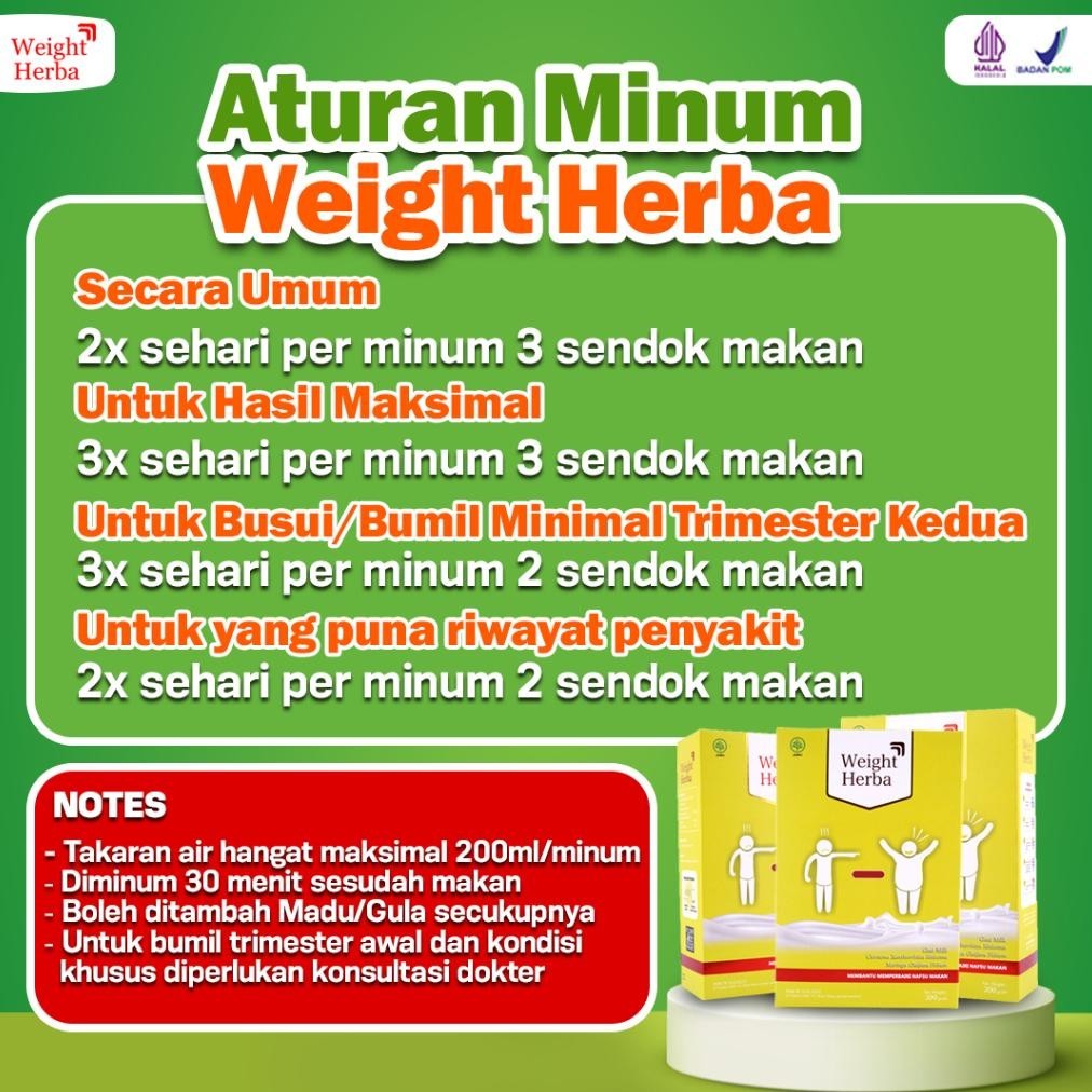

Susu Weight Herba - Penambah & Penggemuk Berat Badan Cepat / Nafsu Makan dan Melancarkan Sistem Pencernaan Dalam Tubuh Original 200gr Gemah Ripah BS