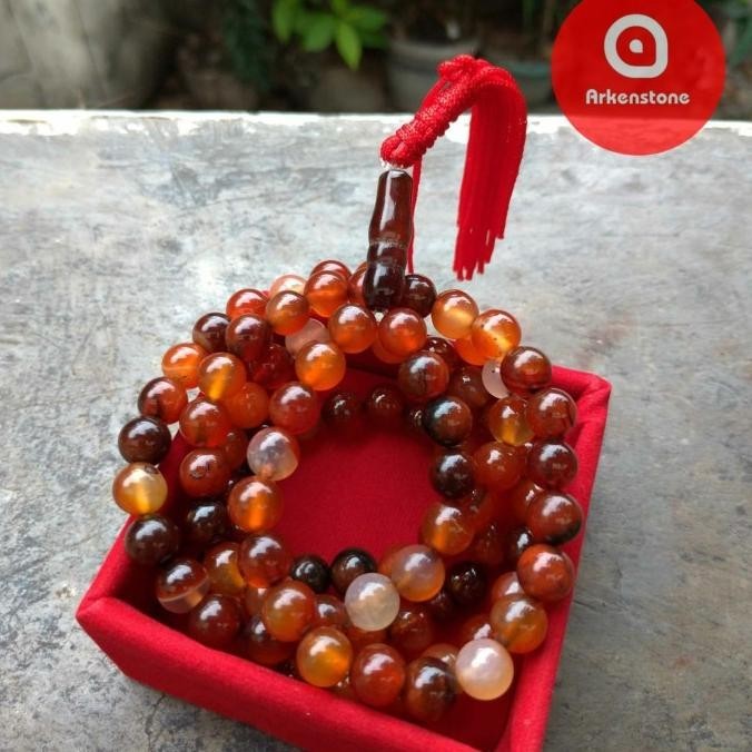 Kalung Tasbih Batu Sulaiman Madu (Ada 99 Butir)