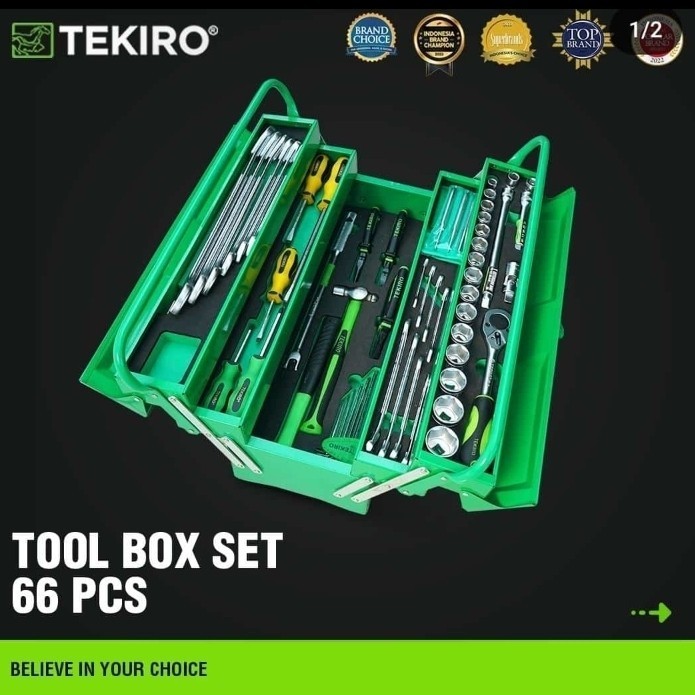 Kualitas terbaik] tool box set 66 pcs Tekiro tool kit set tang obeng sok