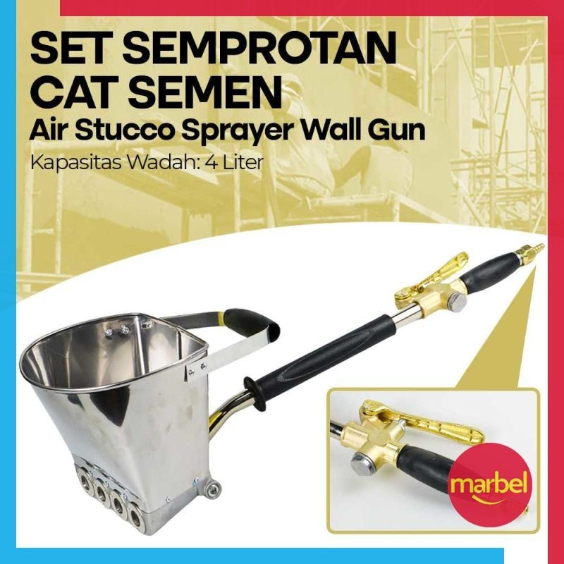 Set Alat Semprotan Cat Semen Instan Air Stucco Mortar Sprayer Wall Gun