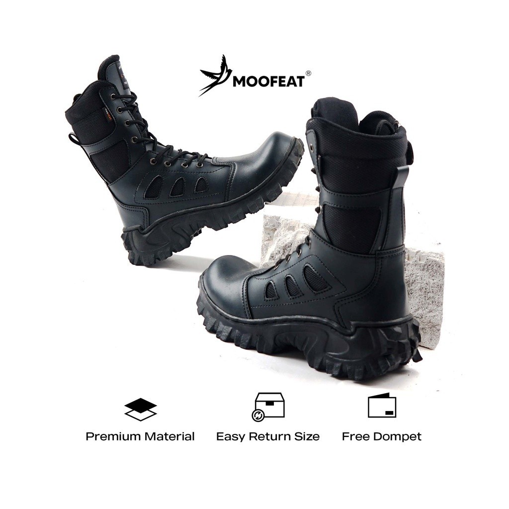 Moofeat Dante - Sepatu Pria Pdl Safety Boot Hitam Original