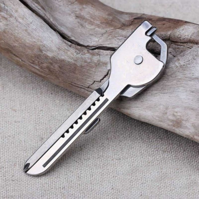 Gantungan Kunci Keychain 6In1 Stainless Steel Multifungsi Swiss Army