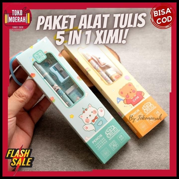 

TERBARU PAKET ALAT TULIS XIMI 5 IN 1 MURAH PENSIL LUCU PENGGARIS UNIK COD XIMI