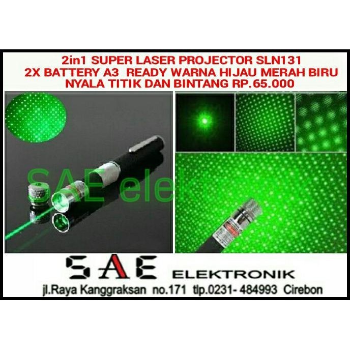 

BEST DEAL SLN131 2IN1 GREEN LASER PEN NYALA BINTANG DAN TITIK LASER HIJAU !!!!!!!