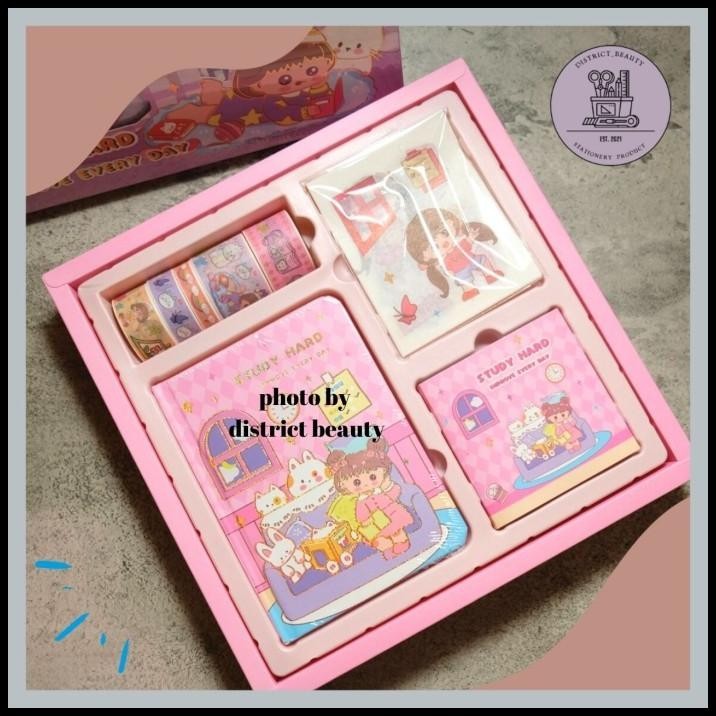 

BEST DEAL JURNAL 4 IN 1 KODE S001 STUDY HARD ISI WASHI TAPE STIKER STICKY NOTES