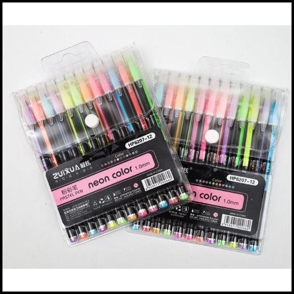 

HOT DEAL 1 SET 12PCS GEL NEON COLOR / PEN PASTEL WARNA WARNI 1SET 12WARNA !