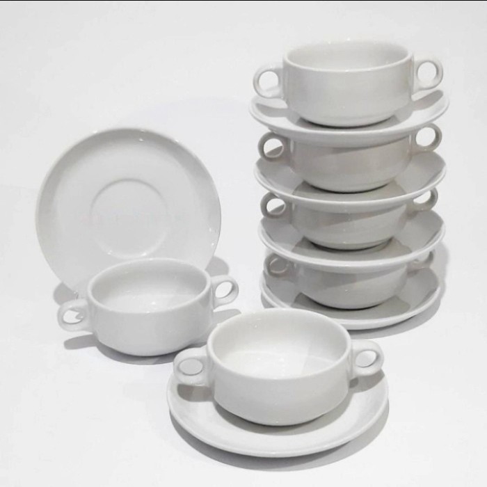 Mangkok Soup Keramik / Consume Set Siera / Mangkuk Zupa Cup ( 6 Pcs )