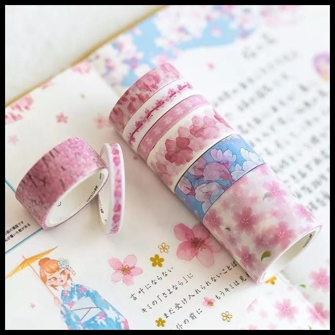 

TERMURAH 10 IN 1 KIMONO WASHI TAPE SET / MASKING TAPE / SELOTIP WARNA !!!!!!!