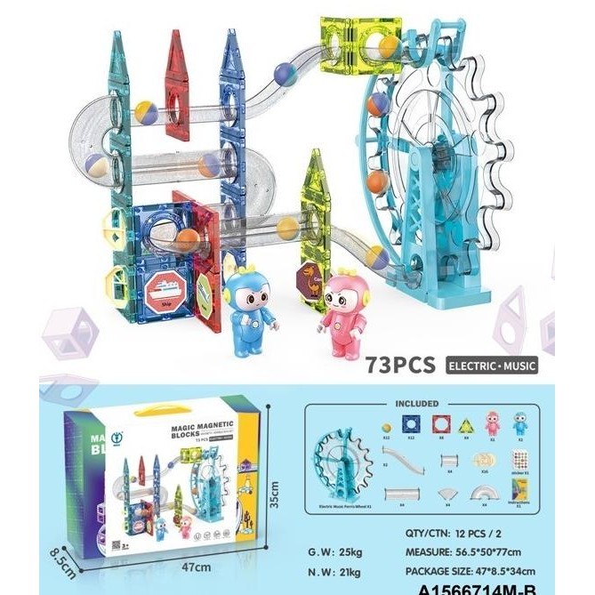 Marble Light Marble Run Block Magnetic Tiles LED Music Light Sound