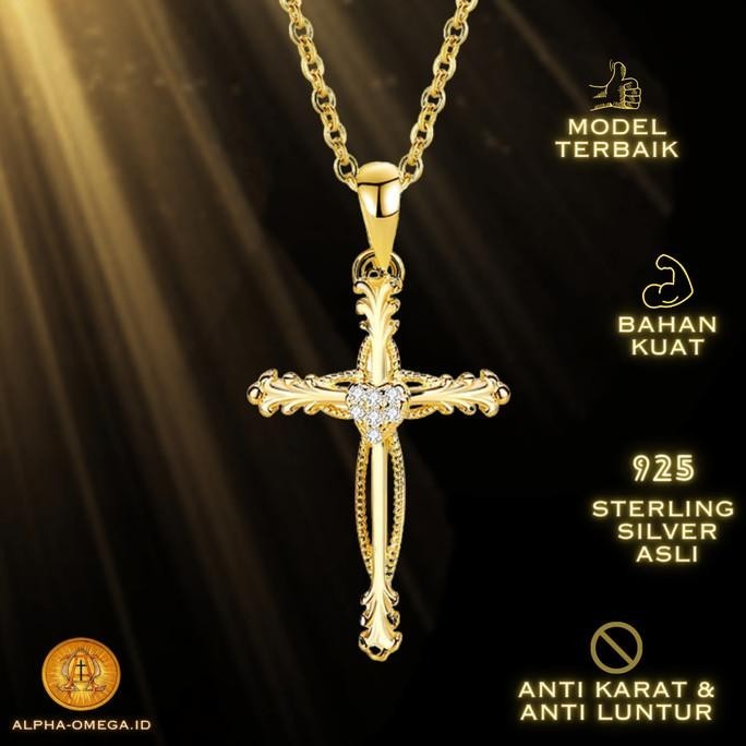 Kalung Salib Wanita Perak 925 - Kalung Salib Wanita Sterling Silver AS01
