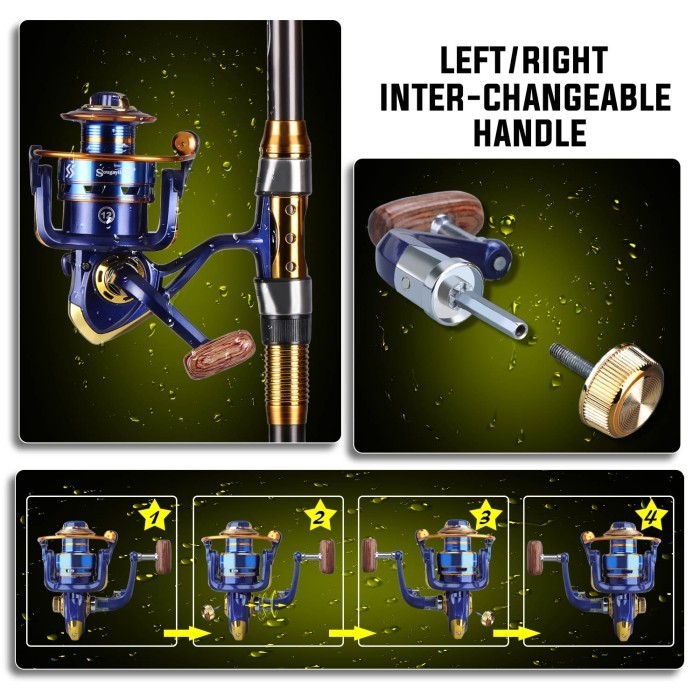 Sougayilang Reel Pancing Metal Fishing Reel Fishing Rod Wheel Set