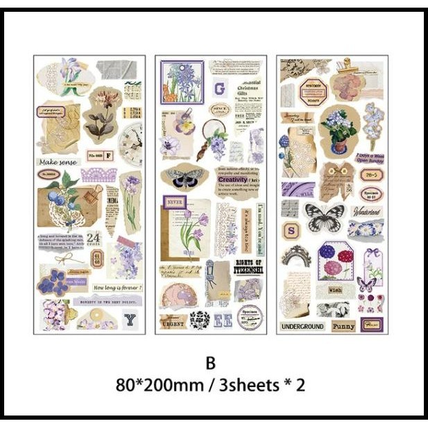 

BEST DEAL 6 PCS VINTAGE STICKER MEMORY LETTER STIKER JOURNAL DECO TAHAN AIR DIY !!!!!!!