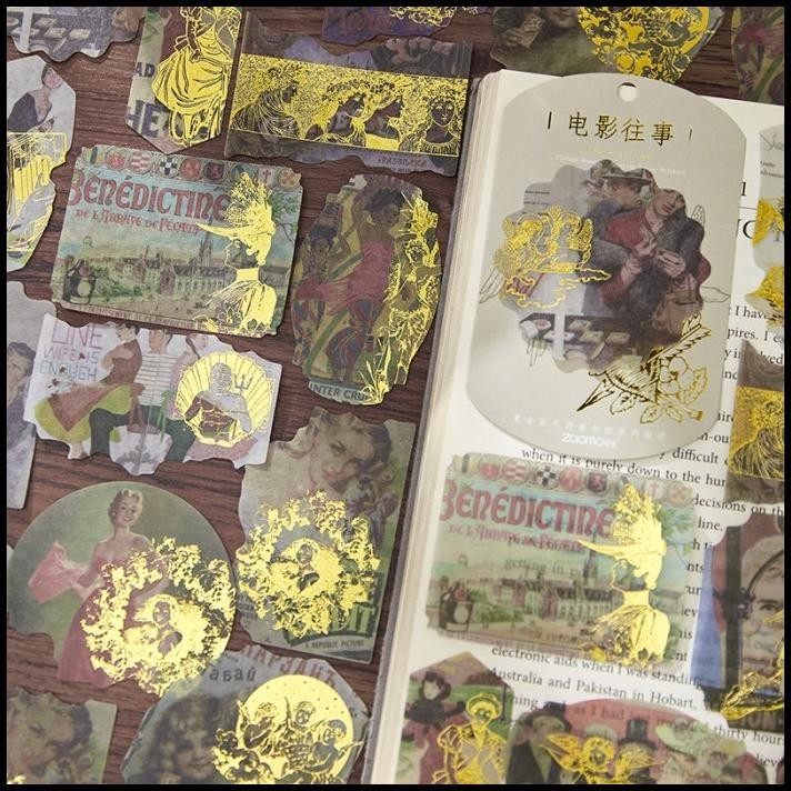 

GRATIS ONGKIR STICKER JOURNAL DEKORASI SCRAPBOOK VINTAGE BRONZING GOLD DIY AESTHETIC !!!!