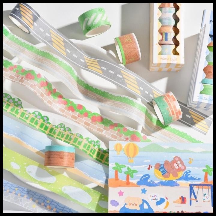 

DISKON 1 SET WASHI TAPE STICKER ISI 4 ROLL DECORATIVE MASKING TAPE SCENERY 09 !!!!!!!