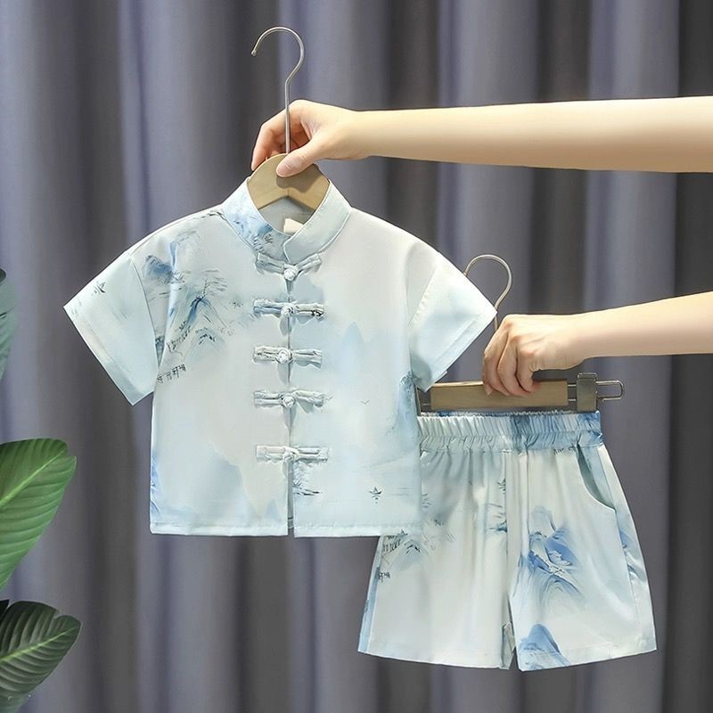 Setelan Baju Bayi Laki-laki Hanfu, Baju Tang Gaya Barat Baru Cina