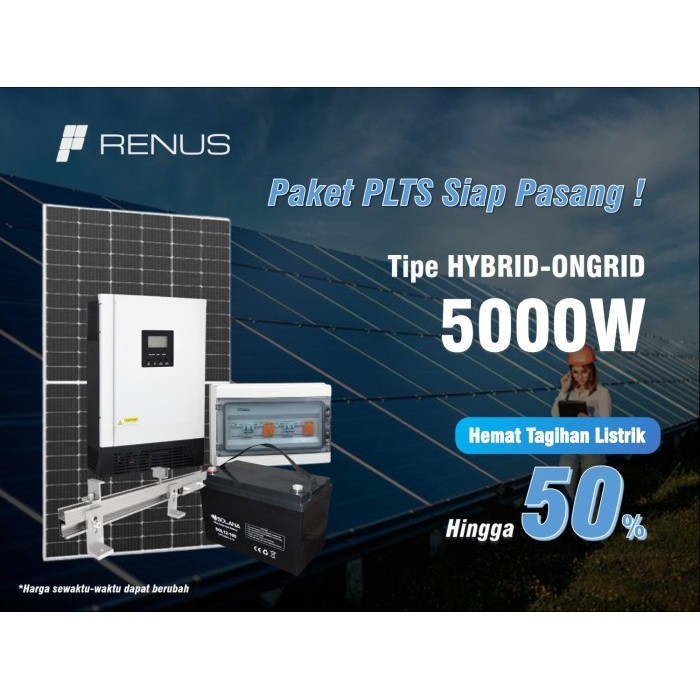PAKET PLTS HYBRID ONGRID 5000W SIAP PASANG