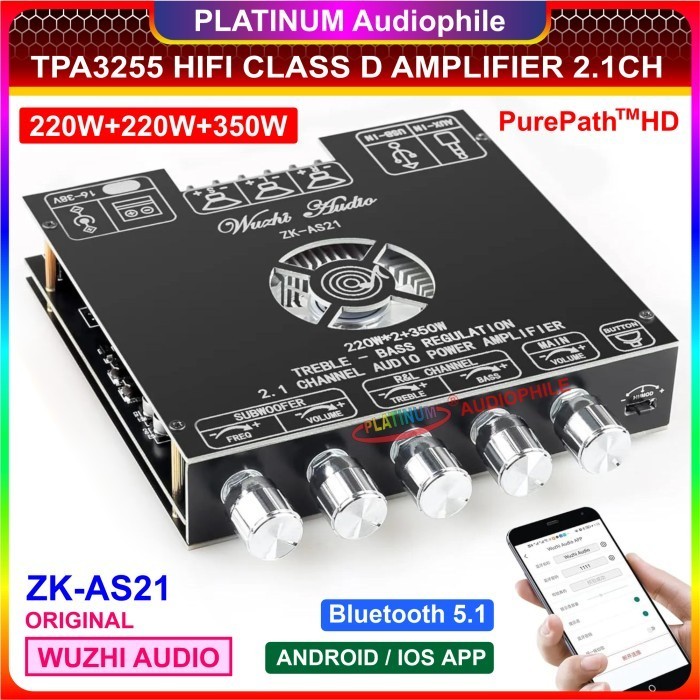 Tpa3255 Amplifier Class D 2.1 Ch Bluetooth 5.1 Amplifier Zk-As21 Original