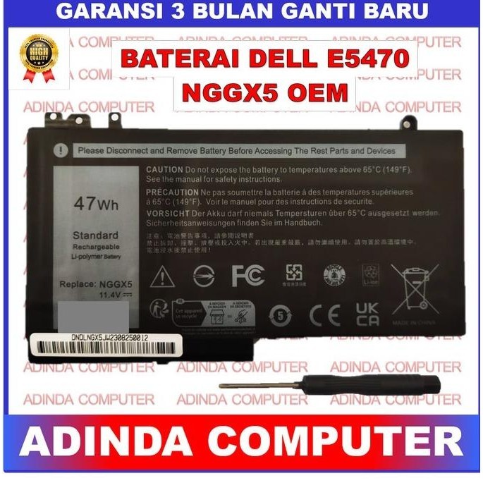 Baterai Laptop Dell Latitude E5470 E5570 E5270 Series NGGX5