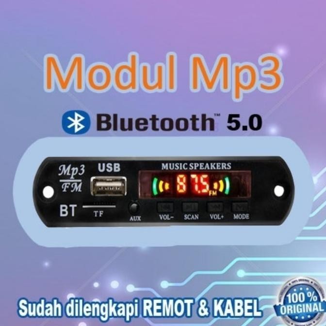 Kit Modul Mp3 Bluetooth 12V Mp4 FM Radio AUX TF Card USB Media Player