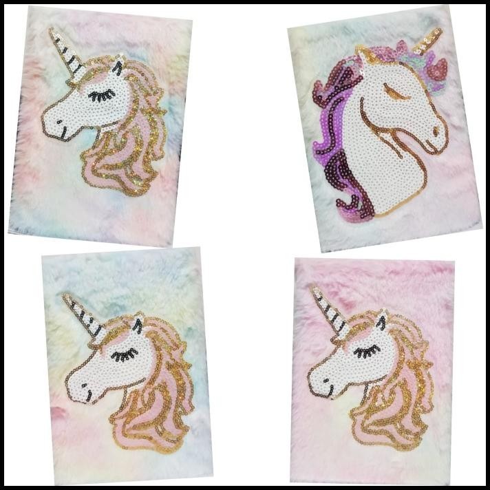 

TERMURAH BUKU AGENDA NOTEBOOK A5 BULU MOTIF UNICORN GLITTER - IMPOR