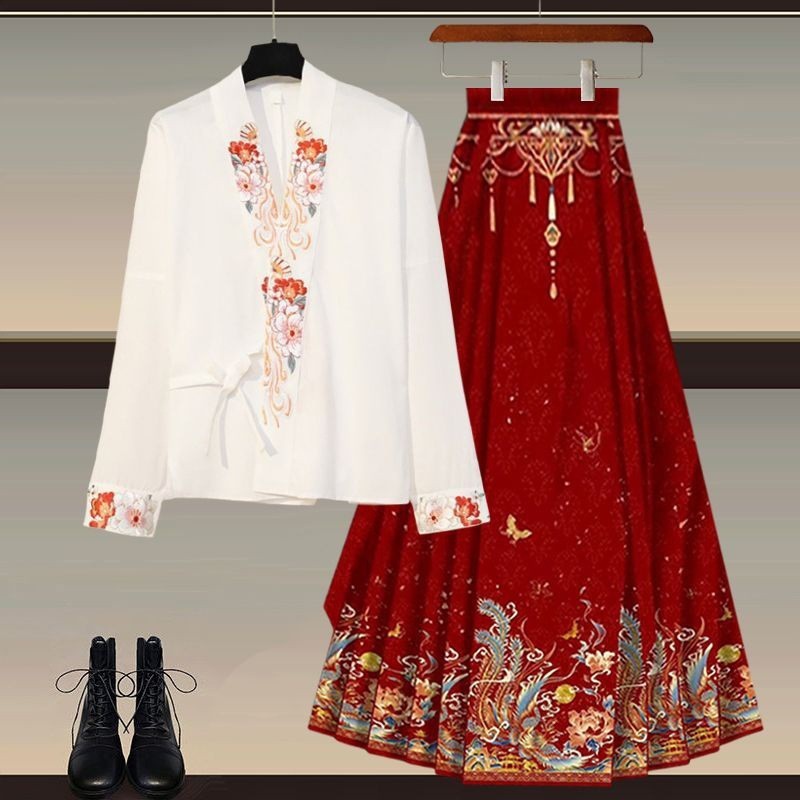 Hanfu Setelan Wanita, Hanfu Rok Muka Kuda Gaya Nasional