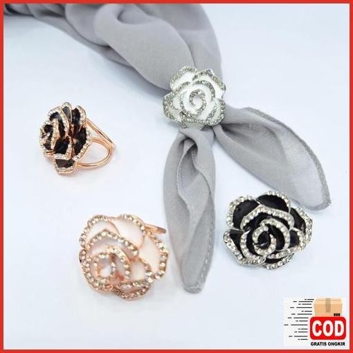 Promo Hemat Ring Hijab Kerudung Segi Empat / Aksesoris Hiasan Hijab Wanita Bros Cincin Mewah Terbaik