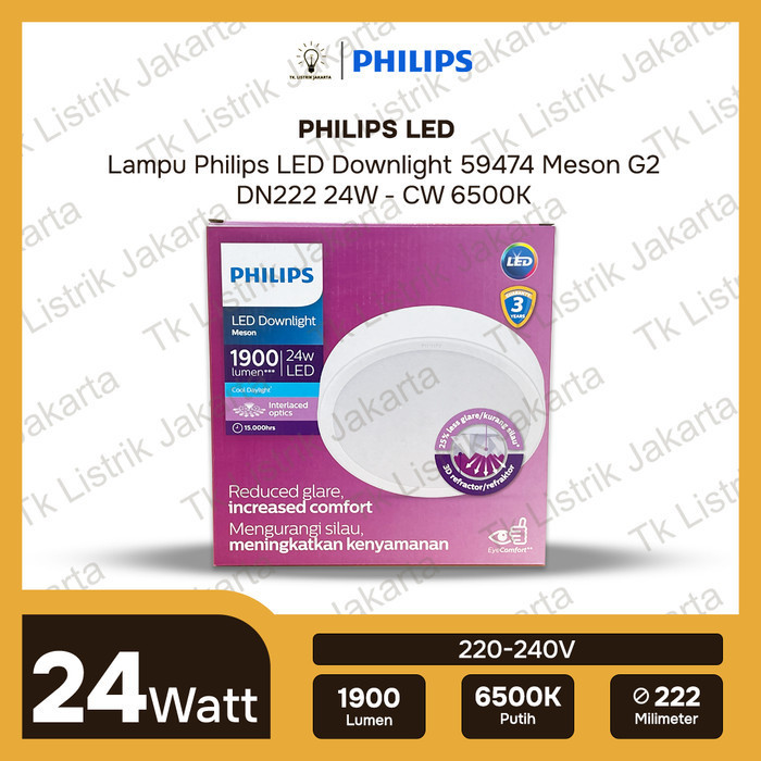 Lampu Philips Meson Downlight Plafon LED 59474 200 24W Outbow Bulat