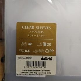 

Clear Sleeves 3 Pocket A4 Daiichi / Map L 3 Lapis.. Per Lusin Kualitas Premium