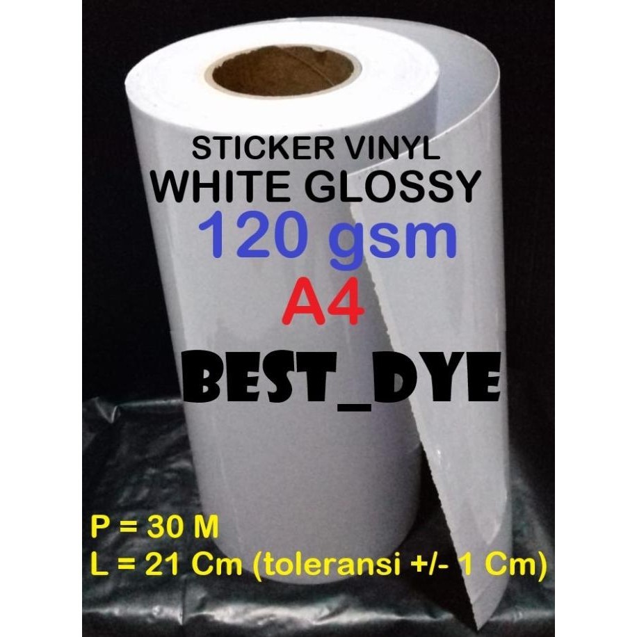 

Sticker Vinyl Inkjet 120 Gr White Glossy, Uk.A4= 21 Cm X 30 M, 1 Roll